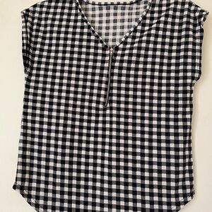 Black and White Checkered Women's Top